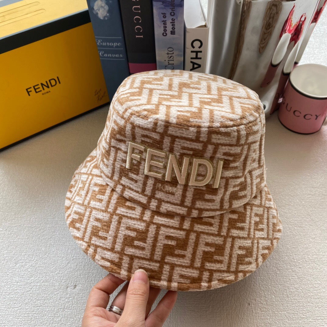 FD FABRIC FF MOTIF BUCKET HAT BEIGE
