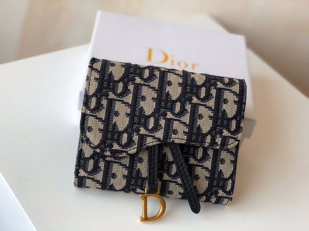 dir SADDLE NANO POUCH BLUE AND BEIGE OBLIQUE JACQUARD 11CM S5654CTZQ