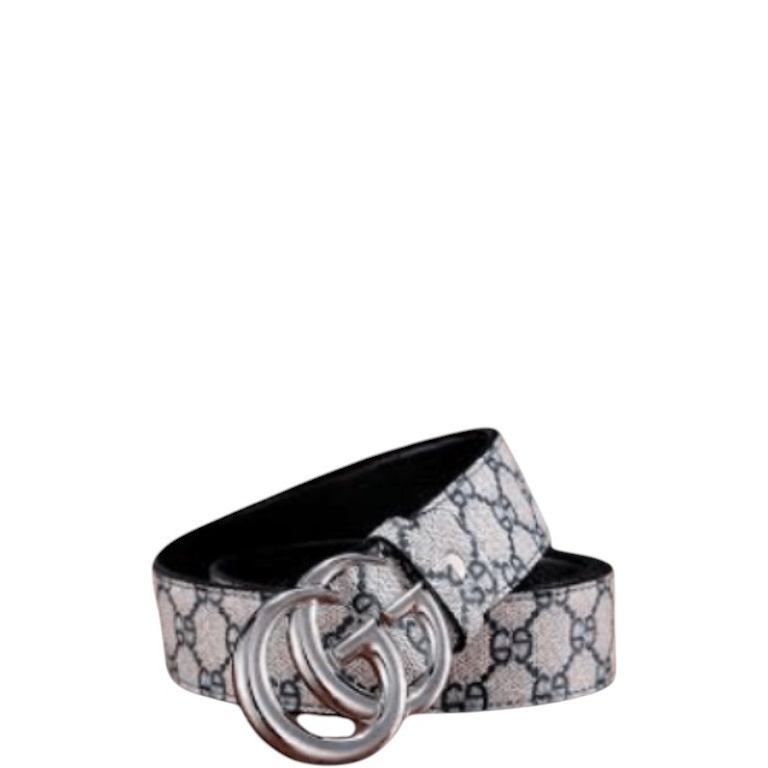 GG SUPREME BELT WITH G BUCKLE SILVER METAL 3.8CM