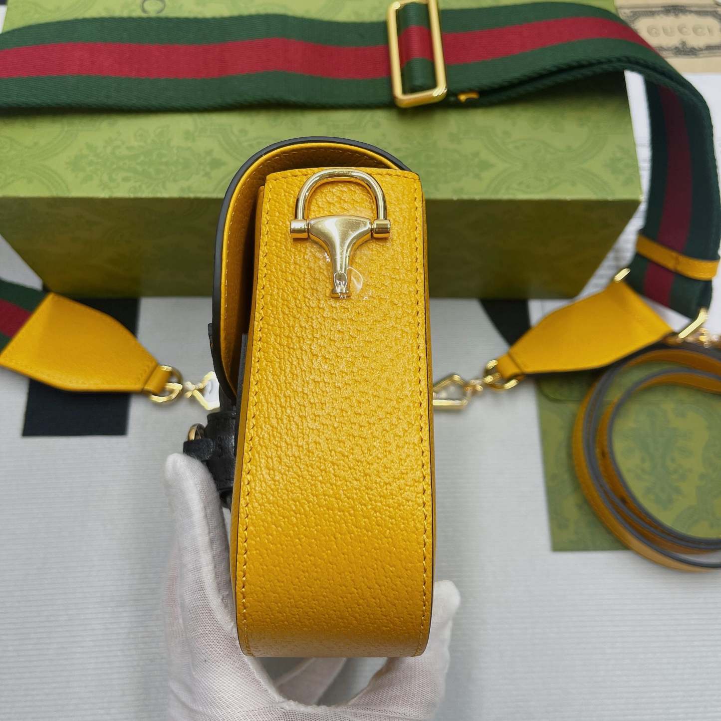 gg x Adidas Horsebit 1955 Mini Bag Yellow For Women, Women’s Bags 8.1in/21cm gg 658574 U3ZDG 7775