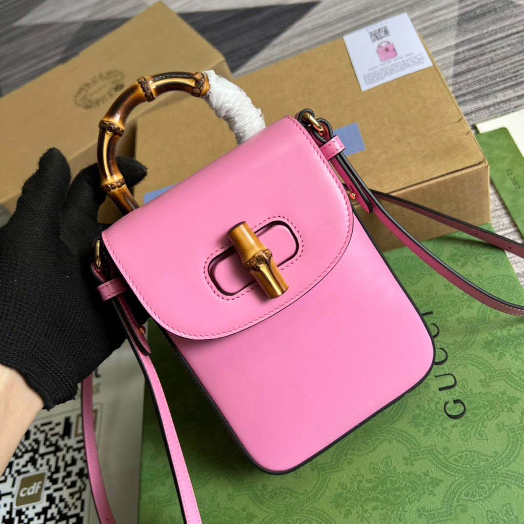 gg Bamboo Mini Handbag Pink For Women, Women’s Bags 6.2in/16cm gg 702106 UZY0T 5814