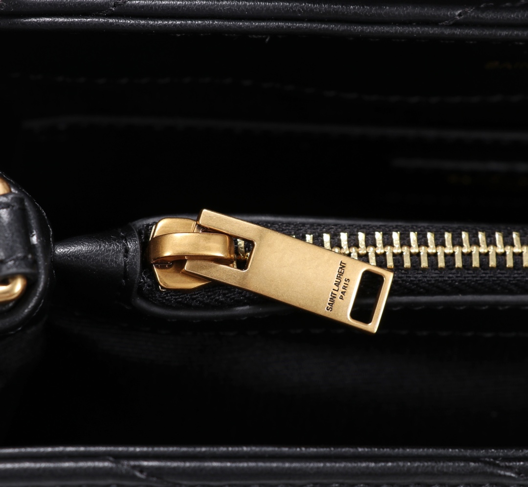 YSL LOULOU SMALL CHAIN BAG IN MATELASSÉ Y BLACK GOLD 23CM 494699DV7271000