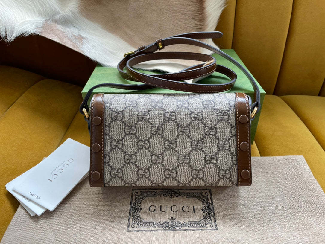 gg Children&#8217;s Horsebit 1955 Mini Bag Beige For Women, Women&#8217;s Bags 7in/18cm gg‎ ‎699296 92TCG 8563