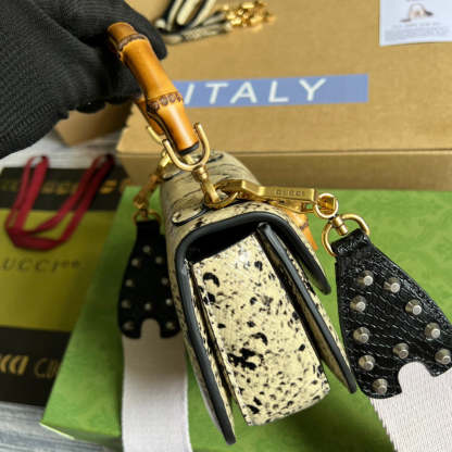 gg Bamboo 1947 Mini Top Handle Bag Natural For Women, Women’s Bags 6.7in/17cm gg