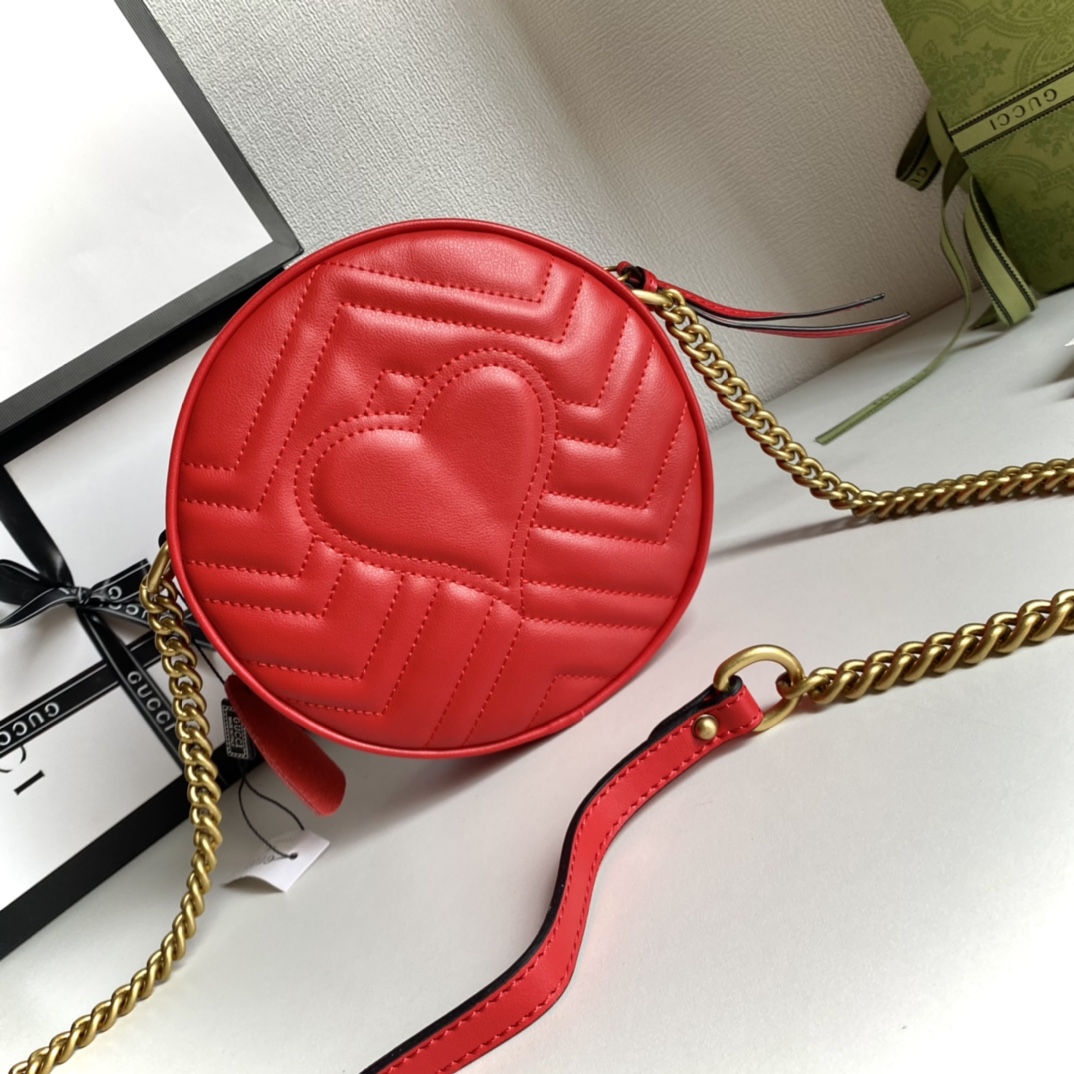 GG MARMONT MINI ROUND SHOULDER BAG RED 550154 0OLET 6438