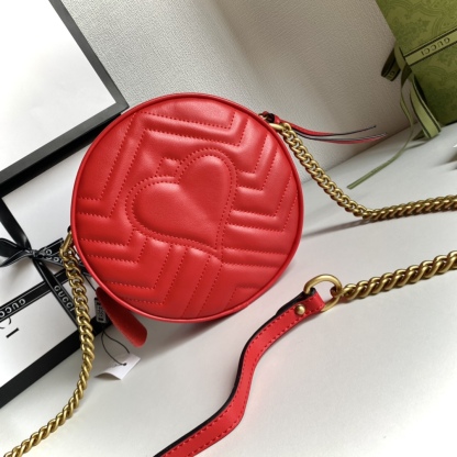 GG MARMONT MINI ROUND SHOULDER BAG RED 550154 0OLET 6438