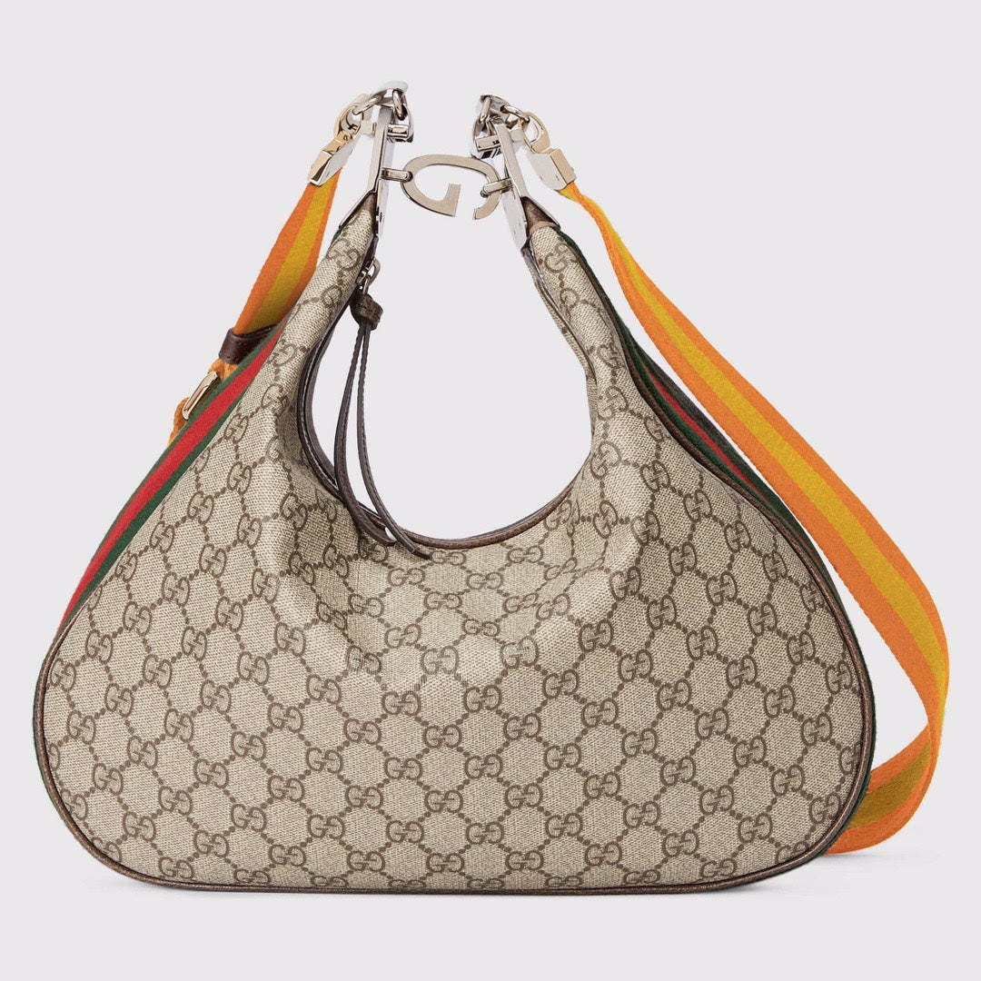 gg Atache Large Shoulder Bag Beige And Multicolor For Women, Women’s Bags 13.8in/35cm gg‎ ‎‎‎702823 96GRN 4091