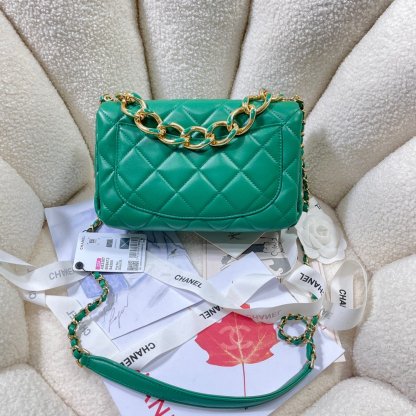ChanelLarge Flap Bag Gold Hardware Green For Women, Women&#8217;s Handbags, Shoulder Bags 9.1in/23cm AS3367