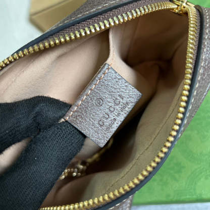 gg Ophidia Mini gg Bag Beige/Ebony gg Supreme Canvas With Brown For Women  7in/17.5cm gg 517350 96IWS 8745