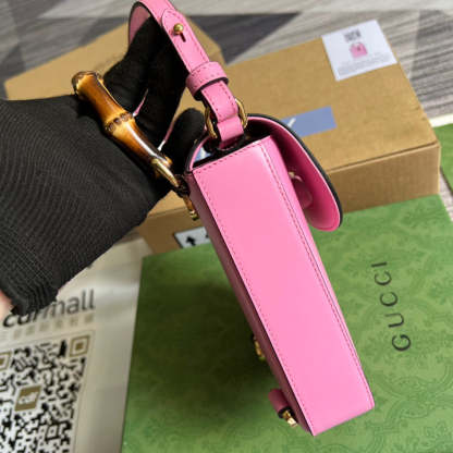gg Bamboo Mini Handbag Pink For Women, Women&#8217;s Bags 6.2in/16cm gg 702106 UZY0T 5814
