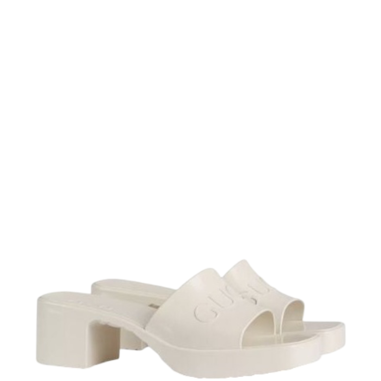 SANDAL GG WOMEN'S RUBBER SLIDE SANDAL WHITE 624730 J8700 9022