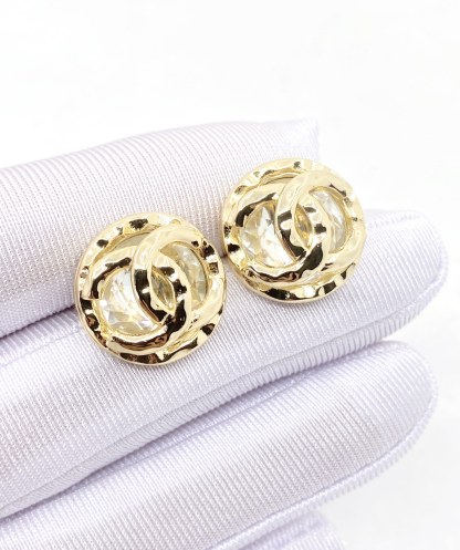 CC CC BUTTON CLIP-ON EARRINGS