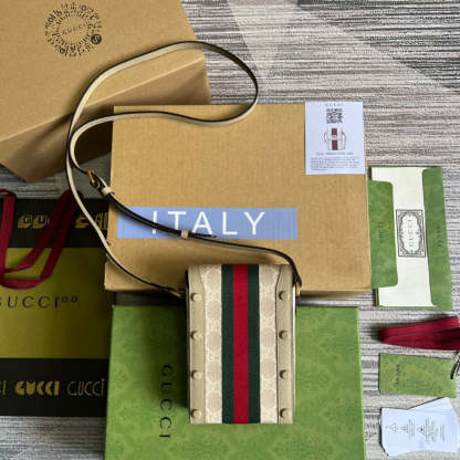 gg Ophidia Mini Bag Beige And White gg Supreme Canvas For Women  7in/17.5cm gg 