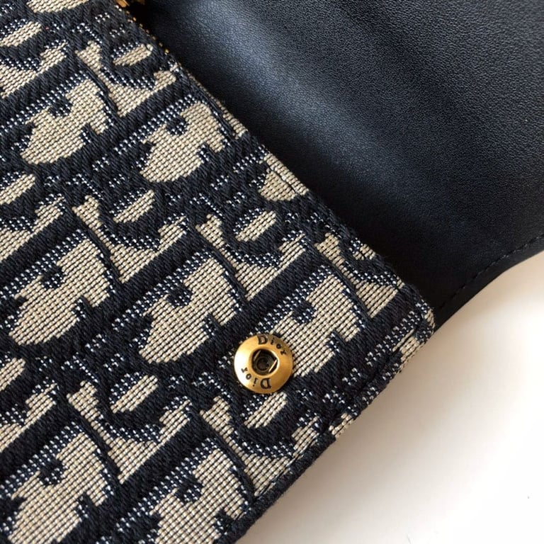 dir SADDLE NANO POUCH BLUE AND BEIGE OBLIQUE JACQUARD 11CM S5654CTZQ