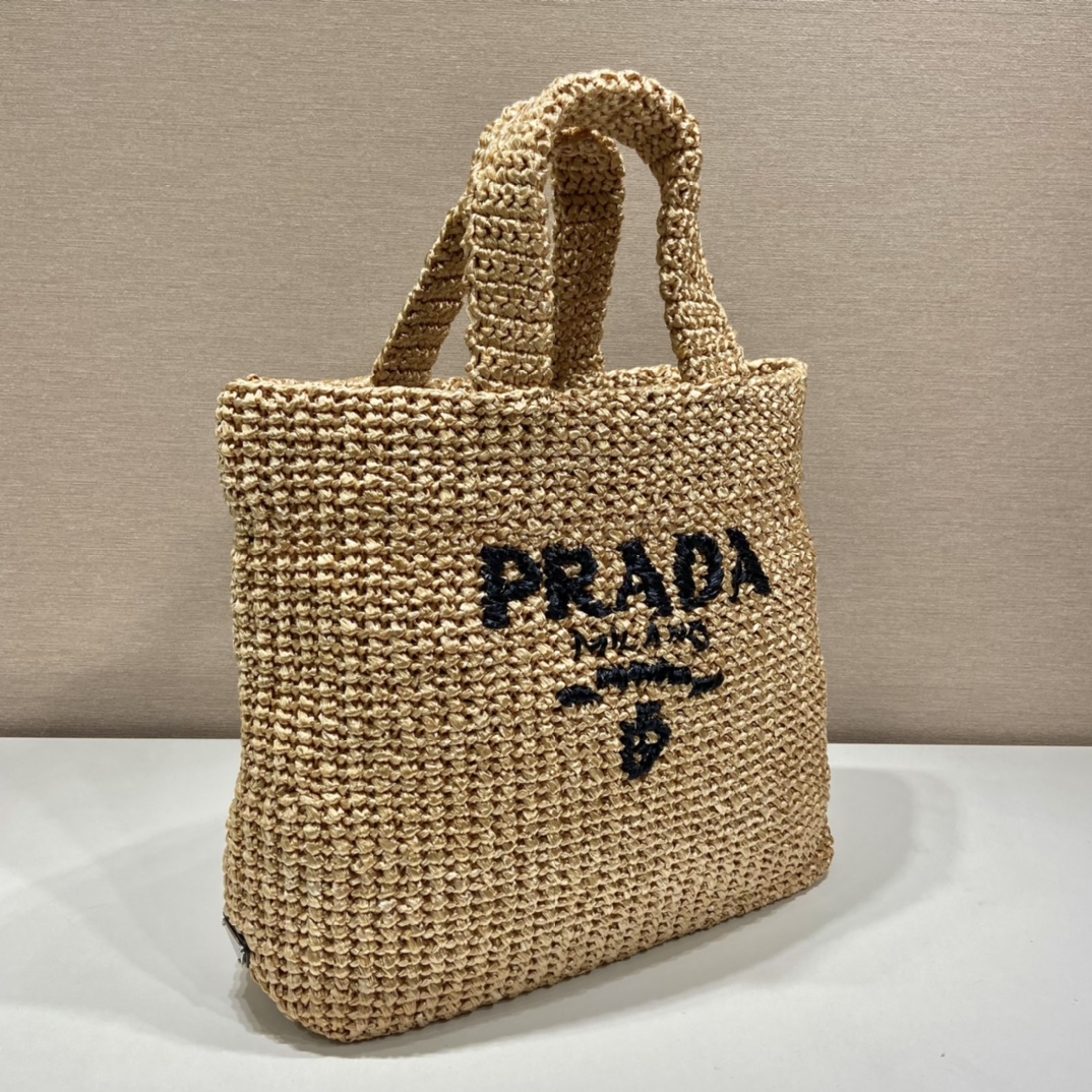 PR BEIGE RAFFIA TOTE BAG 18.5IN/47CM