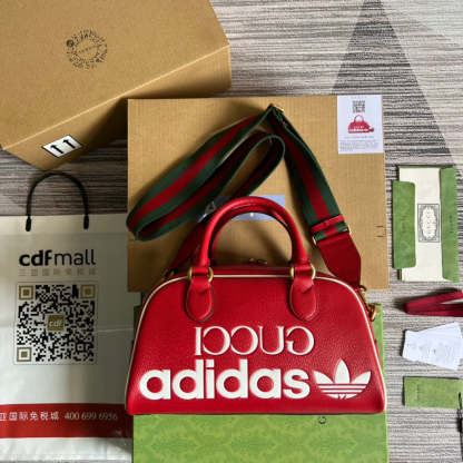 gg x Adidas Mini Duffle Bag Red For Women, Women’s Bags 12.4in/32cm gg 702397 U3ZCT 6563