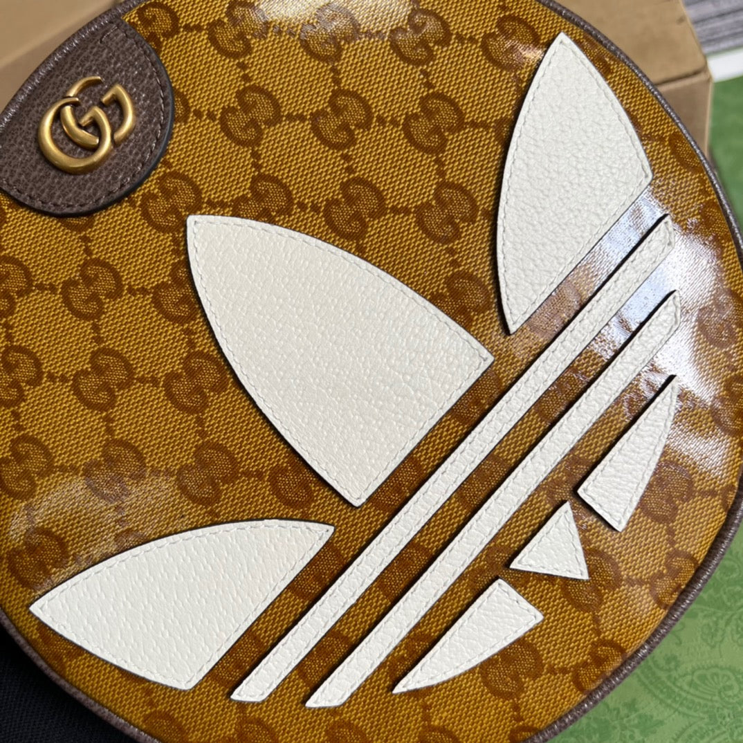 gg x Adidas Ophidia Small Shoulder Bag Brown For Women, Women’s Bags 8.6in/22cm gg 702640 UVSKT 7268