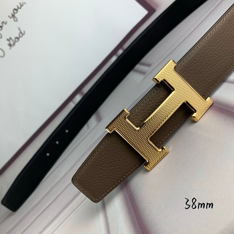 HM BELT TOGO SWIFT GOLD BUCKLE LIGHT BROWN 38MM
