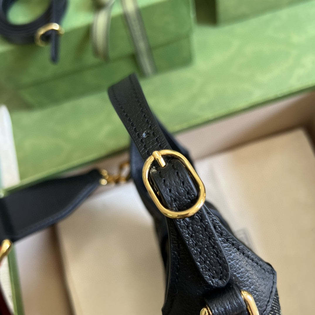 gg Jackie 1961 Mini Shoulder Bag Black And Ivory gg Denim Jacquard For Women 7.5in/19cm gg 685127 UN3AG 1294