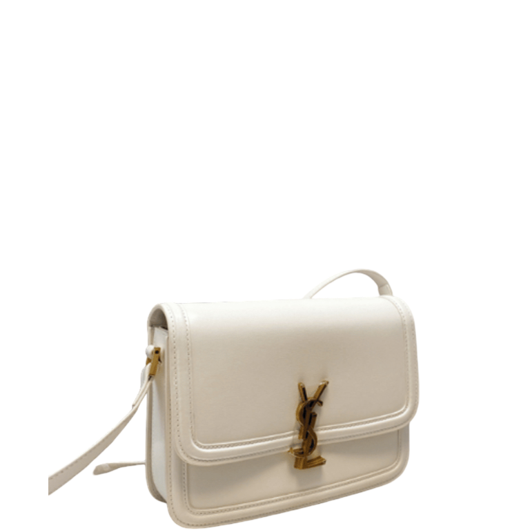 SAINT LAURENT SOLFERINO MEDIUM SATCHEL IN BOX WHITE GOLD 23CM
