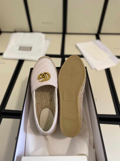GG WHITE LEATHER ESPADRILLE WITH DOUBLE G