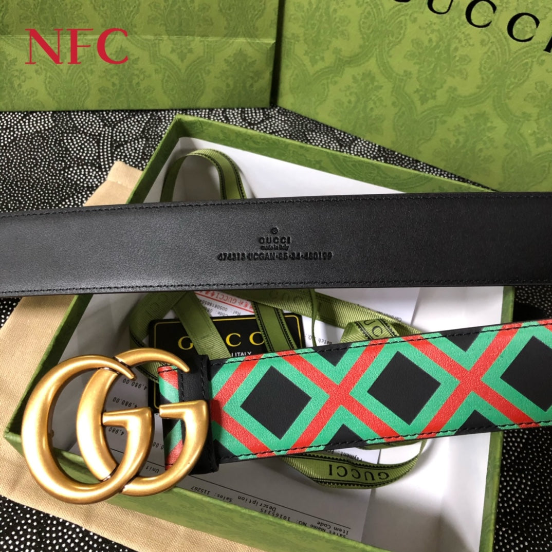 GG DOUBLE G CROSS PRINT BELT 3.8CM