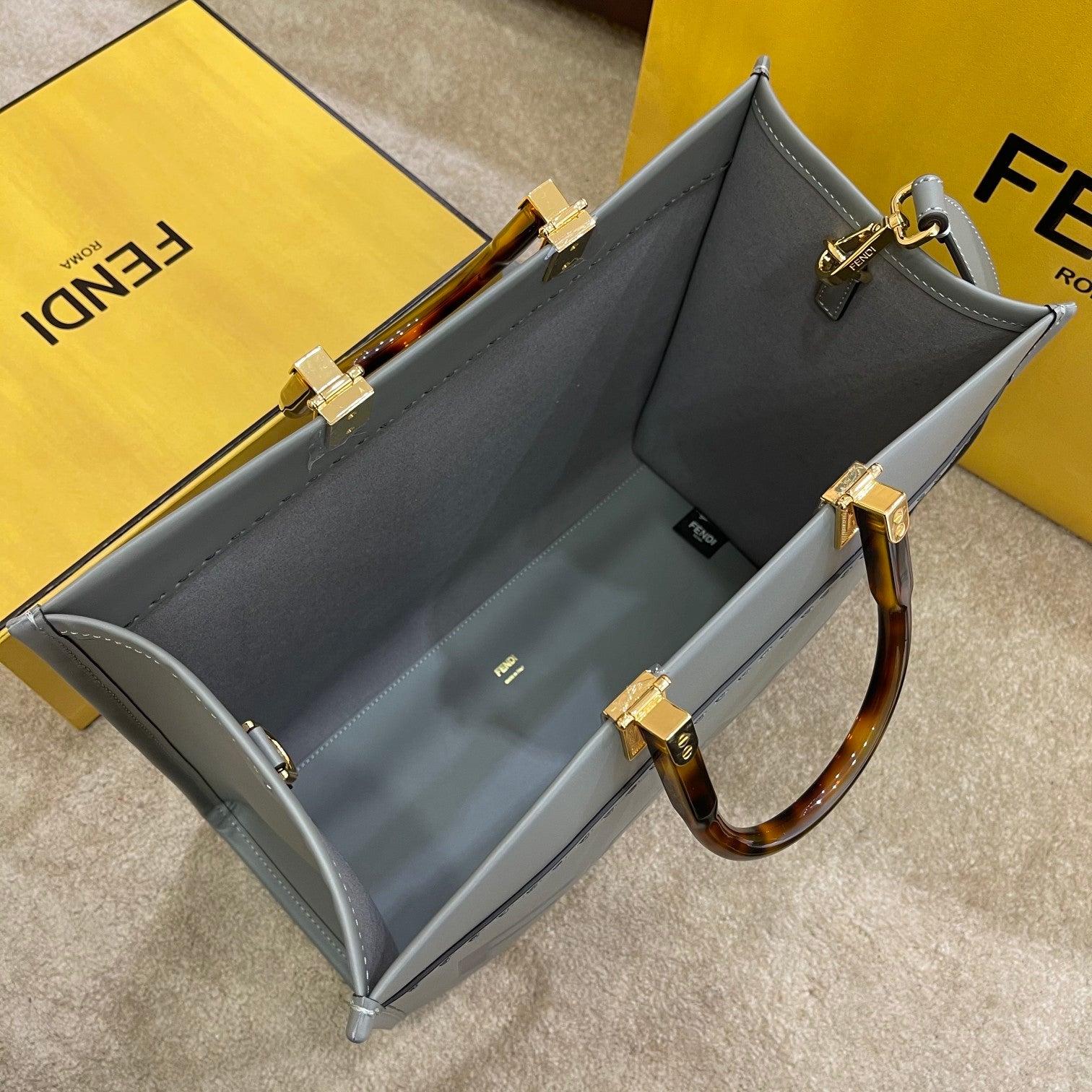 FI Tote Bag Grey For Women, Wonmen’s Bags 13.8in/35cm FF 8BH386ABVLF1BZC