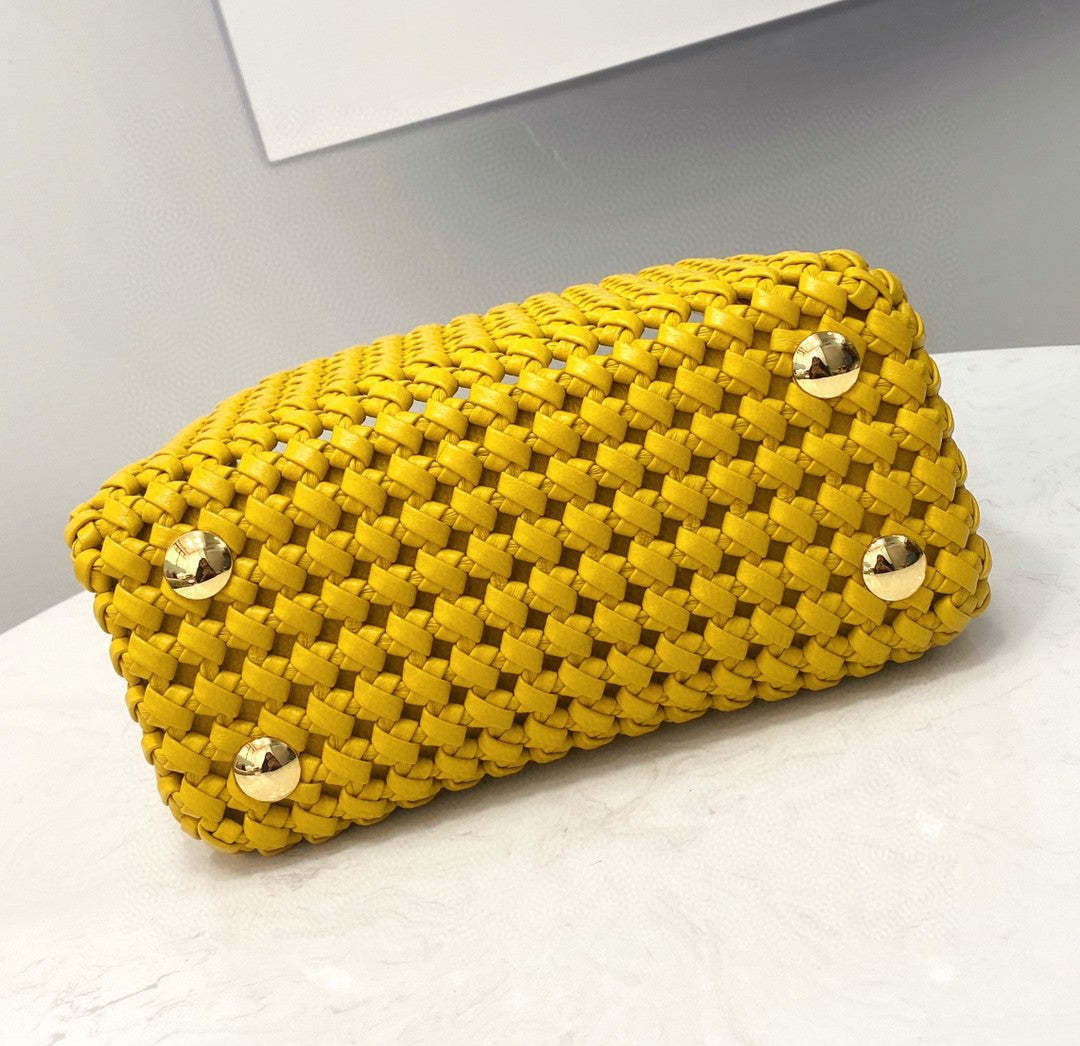 FI Peekaboo Mini Yellow Braided Bag For Woman 18cm/7in