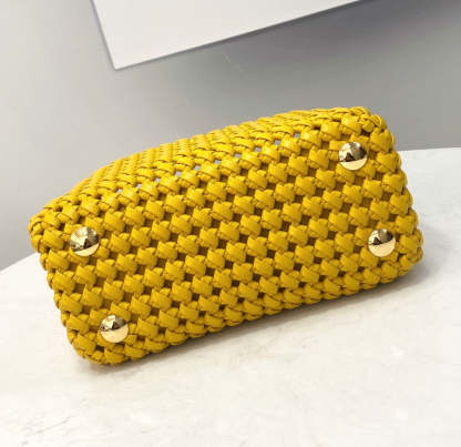 FI Peekaboo Mini Yellow Braided Bag For Woman 18cm/7in