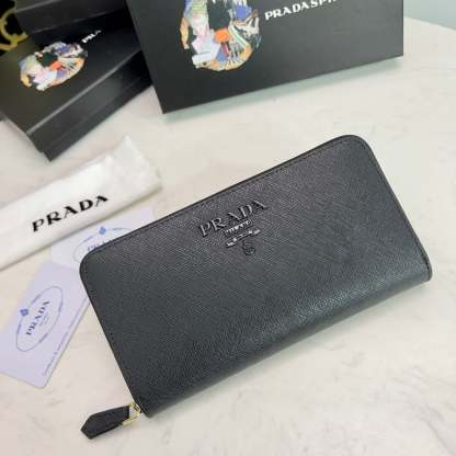 PR LARGE SAFFIANO LEATHER WALLET FULL BLACK 19CM 1ML506 QWA F0505