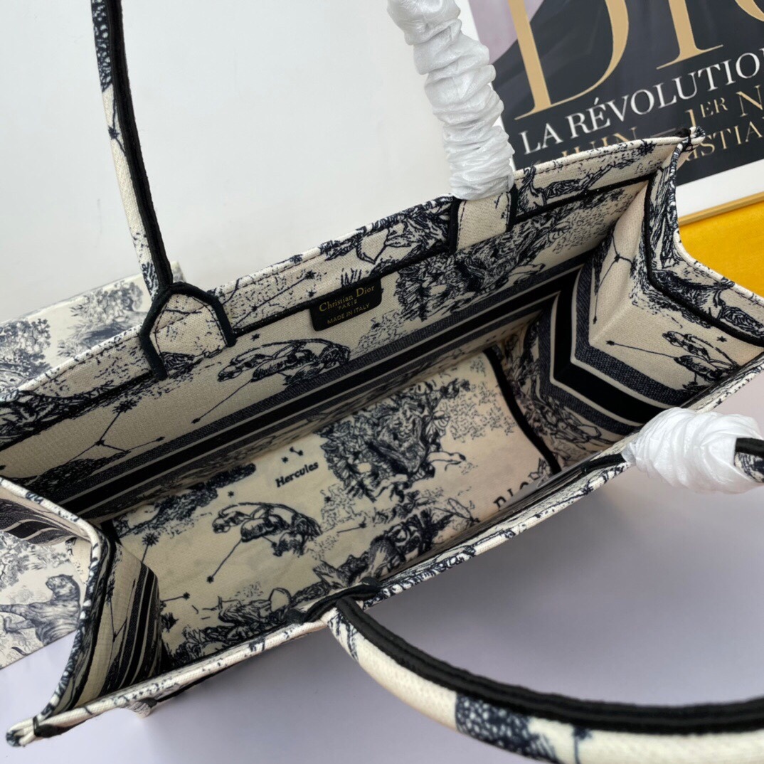 DOR PERSONALIZED LARGE BOOK TOTE BLACK TONE TOILE JOUY EMBROIDERY M1286ZRHZ_M941