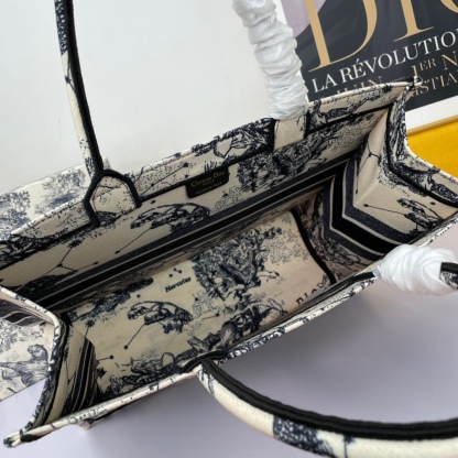 DOR PERSONALIZED LARGE BOOK TOTE BLACK TONE TOILE JOUY EMBROIDERY M1286ZRHZ_M941