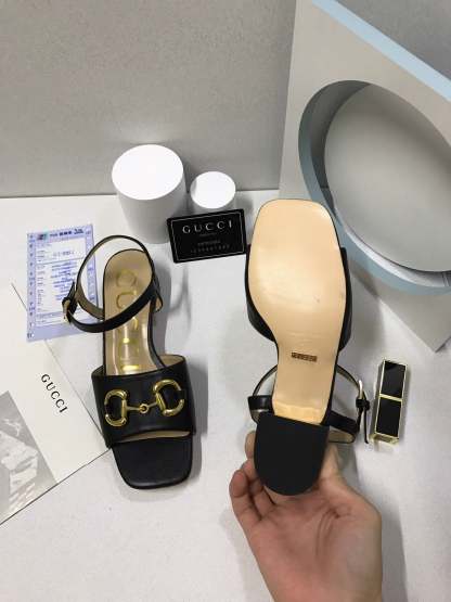 SANDAL GG 655413 BKO00 1000 WOMEN'S SANDAL WITH HORSEBIT BLACK