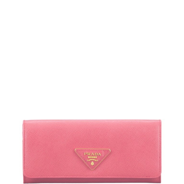 PR SAFFIANO LUX LEATHER FLAP CONTINENTAL LIGHT PINK WALLET 19CM