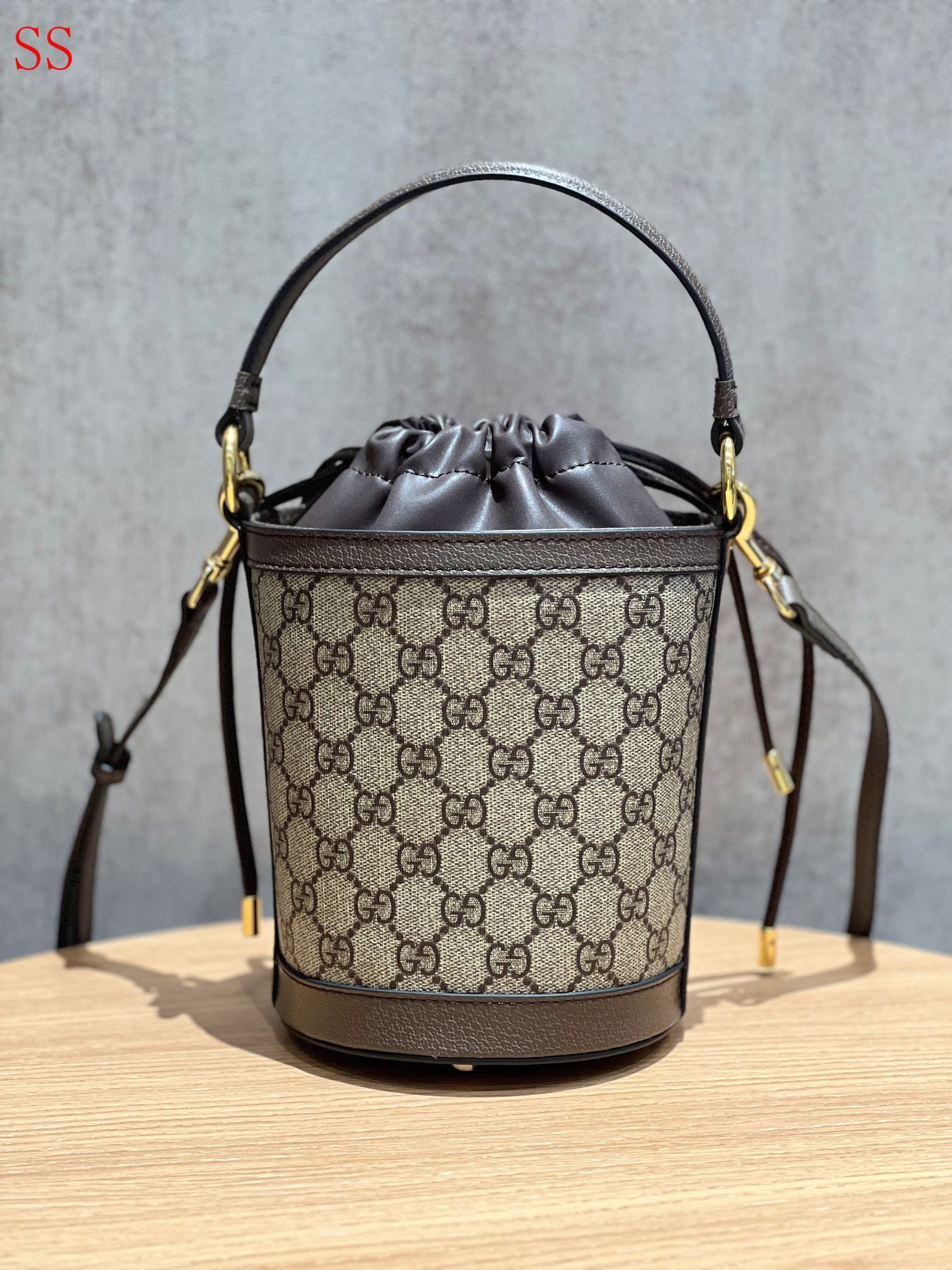 GG OPHIDIA BUCKET BAG BROWN 20CM ‎760199 9AAD9 8341