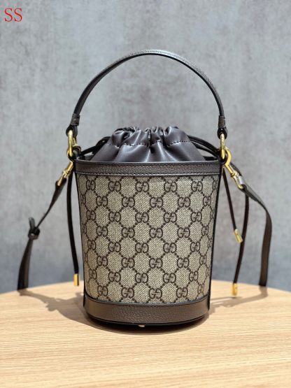 GG OPHIDIA BUCKET BAG BROWN 20CM ‎760199 9AAD9 8341