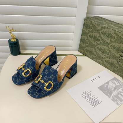 SANDAL GG WOMEN'S SLIDE MONOGRAM SANDAL WITH HORSEBIT BLUE