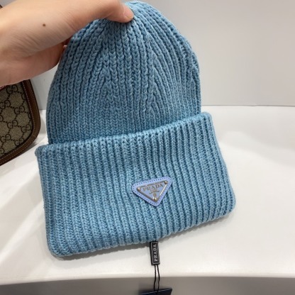 PD WOOL AND CASHMERE BEANIE SLIVER BLUE