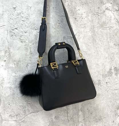 FI Small FF Tote Shoulder Black Bag For Woman 30cm/12in