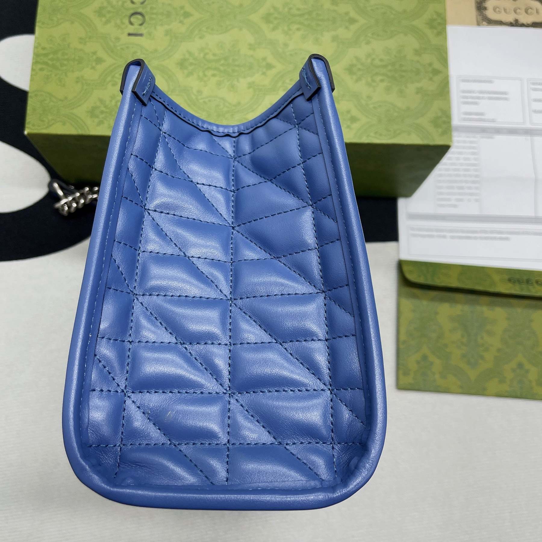 gg Marmont Medium Matelasse Tote Blue For Women, Women’s Bags 13.6in/34cm gg ‎‎675796 UM8BF 4340
