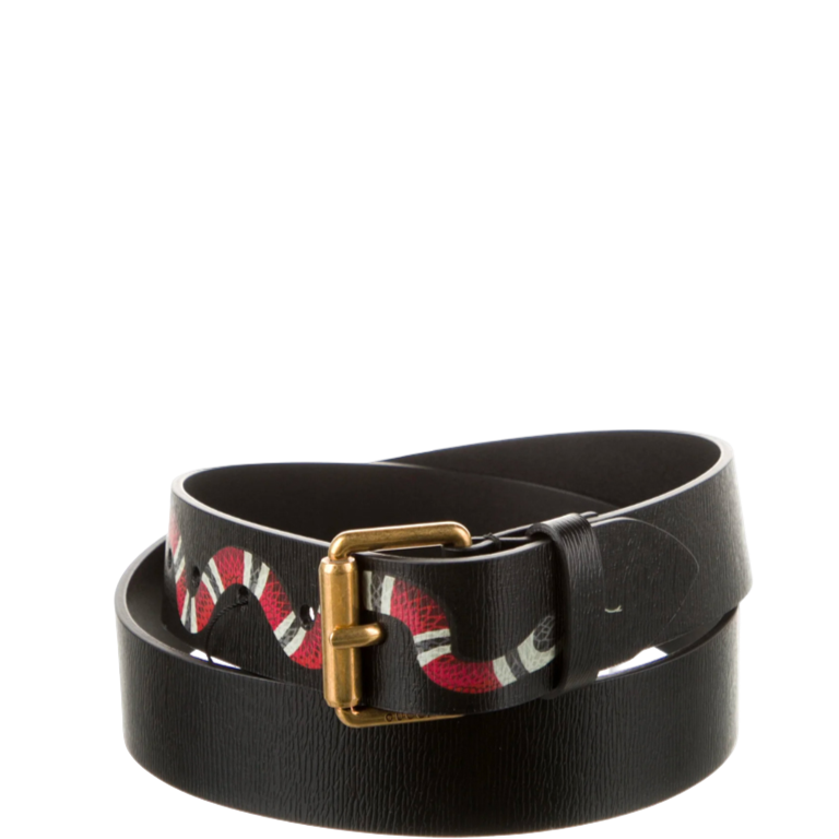 GG'S RAVELLUSO LEATHER BELT WITH KINGSNAKE DETAIL