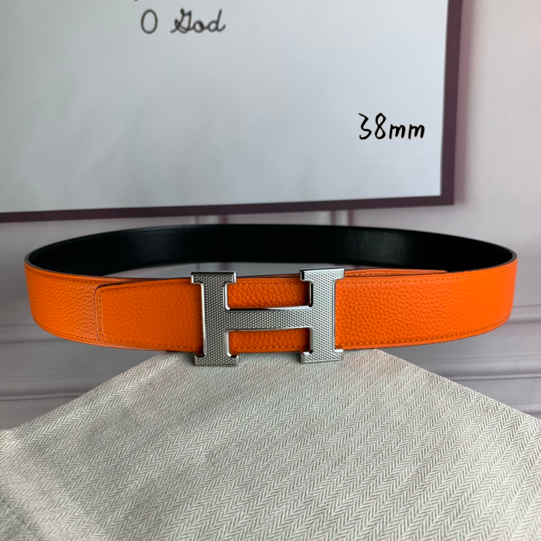 HM BELT TOGO SWIFT SILUVER BUCKLE ORANGE 38MM