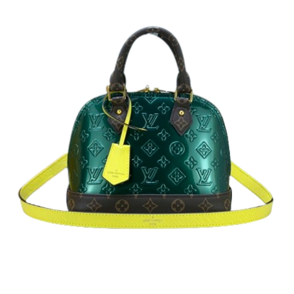 LV ALMA BB MONOGRAM VERNIS DEEP GREEN 25CM