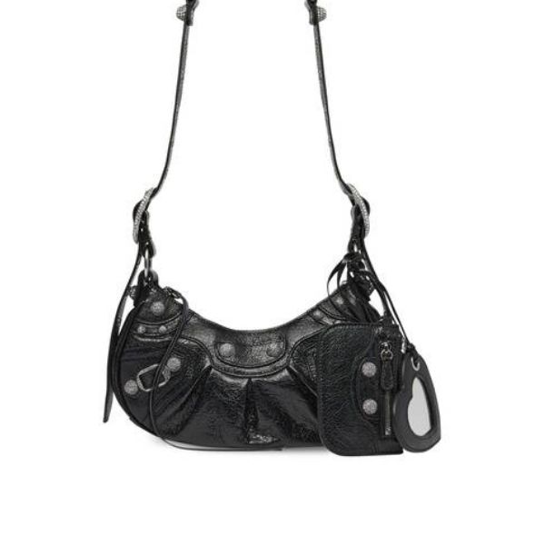 BALENCIAGA WOMENS LE CAGOLE SMALL SHOULDER BAG IN BLACK 28CM