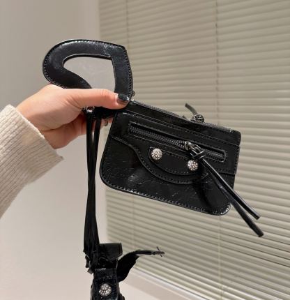 BALENCIAGA WOMENS LE CAGOLE SMALL SHOULDER BAG IN BLACK 28CM