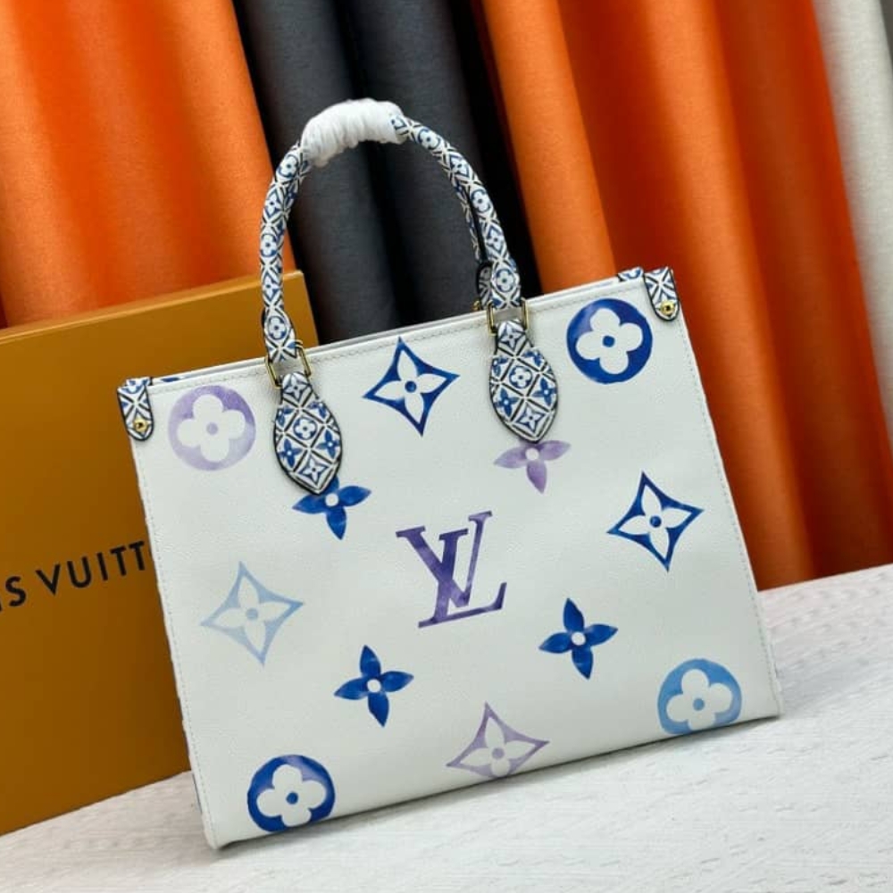 LV BY THE POOL ON THE GO PM TOTE BAG BLUE 34CM