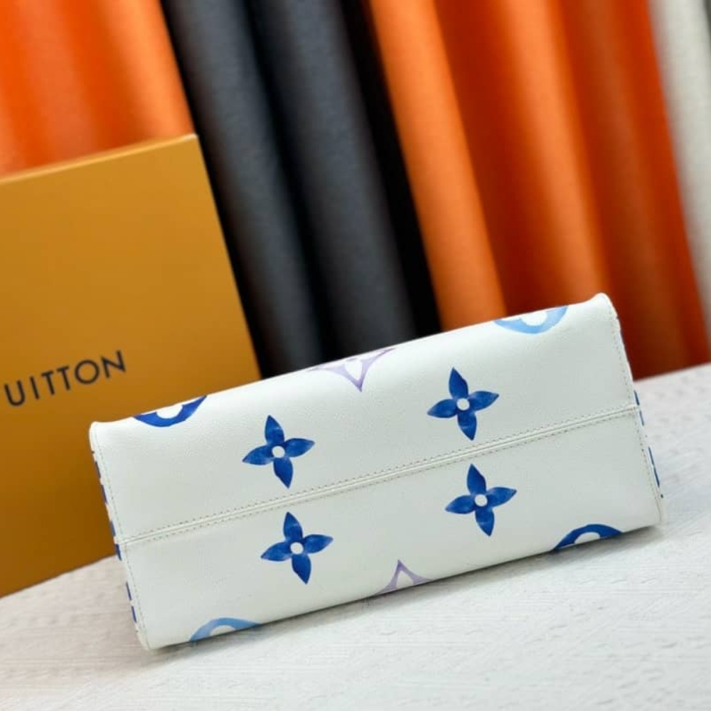 LV BY THE POOL ON THE GO PM TOTE BAG BLUE 34CM