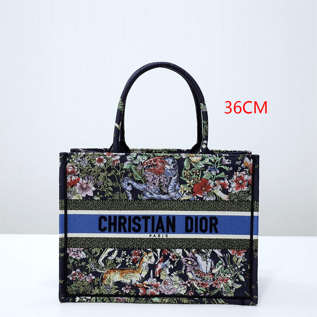 DO1286 Book Tote small size 36.5cm 41.5cm Embroidery green black