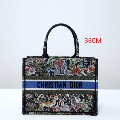 DO1286 Book Tote small size 36.5cm 41.5cm Embroidery green black