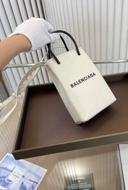 BALENCIAGA MINI SHOPPING BAG IN WHITE 18CM 5938260AI2N9000